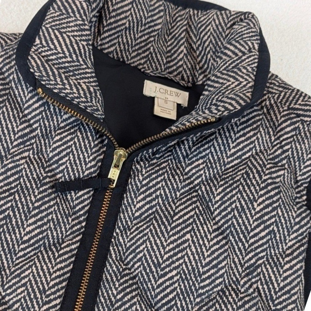 J.Crew Excursion Quilted Down Zip Vest Layering Herringbone Timeless Small
